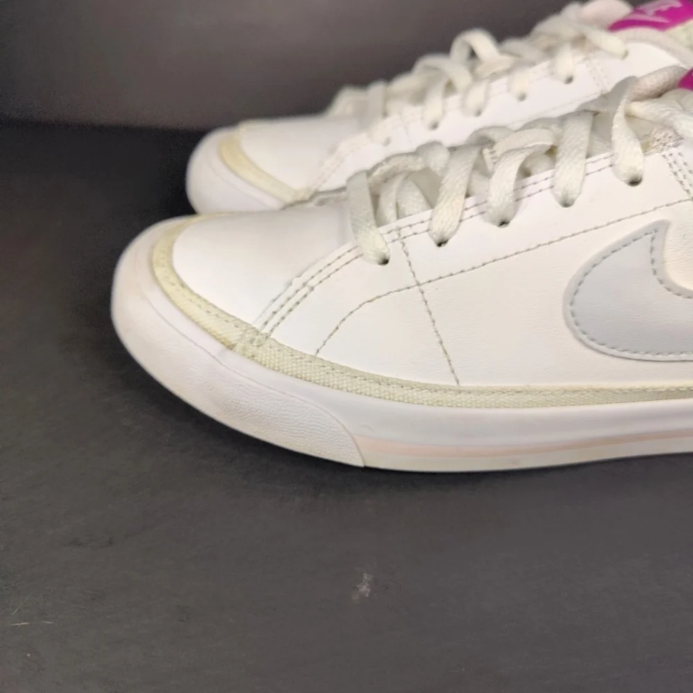 Nike Court Legacy Classic Retro White Pink Leather Big Kids Sneaker Shoe Size 5Y